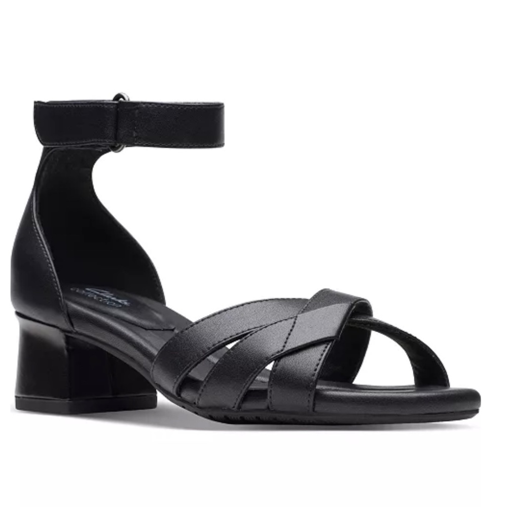 Clarks black leather sandals